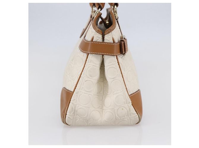 Borsa a mano Gancini in pelle avorio e oro Auth 147963 di Salvatore Ferragamo D'oro Crudo - vista 4