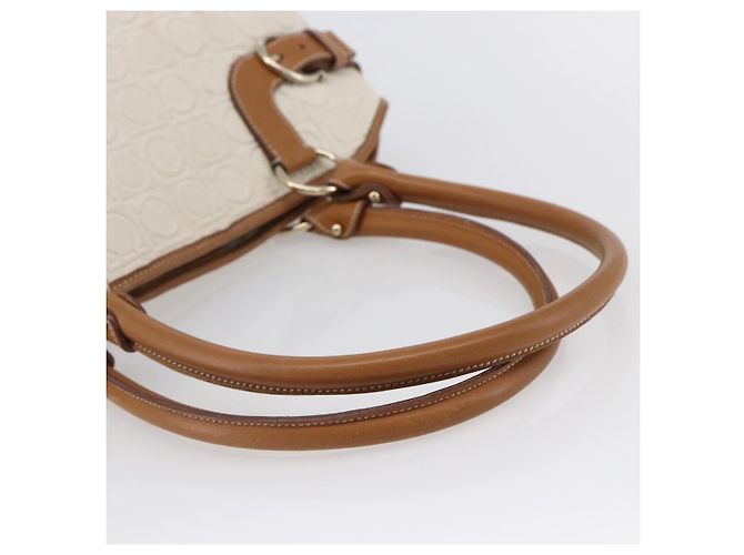 Borsa a mano Gancini in pelle avorio e oro Auth 147963 di Salvatore Ferragamo D'oro Crudo - vista 7