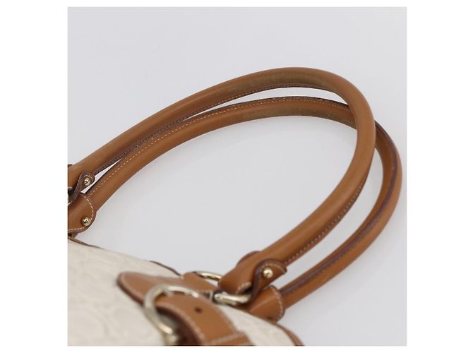 Borsa a mano Gancini in pelle avorio e oro Auth 147963 di Salvatore Ferragamo D'oro Crudo - vista 8