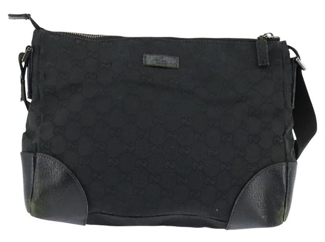 Borsa a Spalla GG Canvas Gucci Nera Argento 114273 Auth 147943 Nero - vista 2