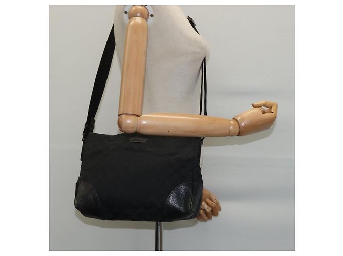 Borsa a Spalla GG Canvas Gucci Nera Argento 114273 Auth 147943 Nero - vista 21