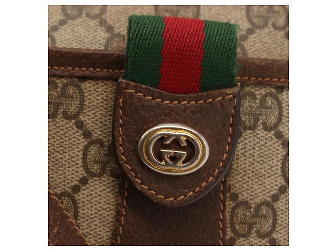 Borsa Sherry Line GG Supreme Web di GUCCI in PVC beige e oro 89 02 032 Auth 146615 D'oro - vista 14