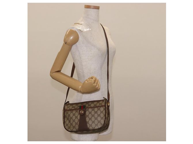 Borsa Sherry Line GG Supreme Web di GUCCI in PVC beige e oro 89 02 032 Auth 146615 D'oro - vista 23