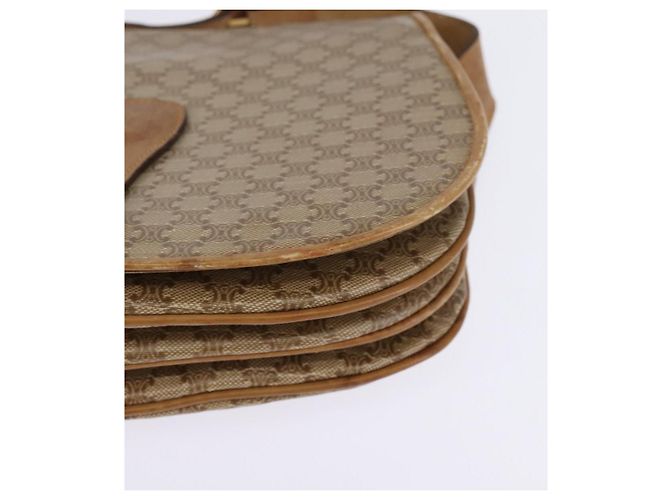 Céline Bolsa de Ombro em Lona Macadam CELINE PVC Bege Ouro Auth 146716 Dourado - vista 11