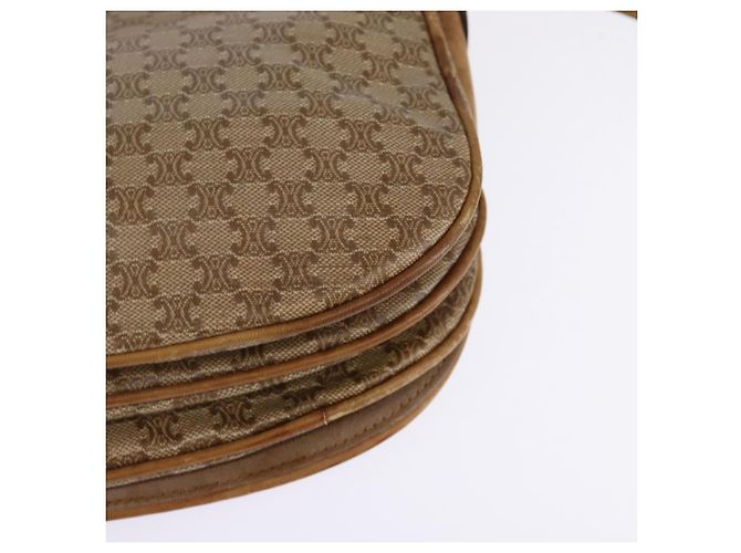 Céline Bolsa de Ombro em Lona Macadam CELINE PVC Bege Ouro Auth 146716 Dourado - vista 13