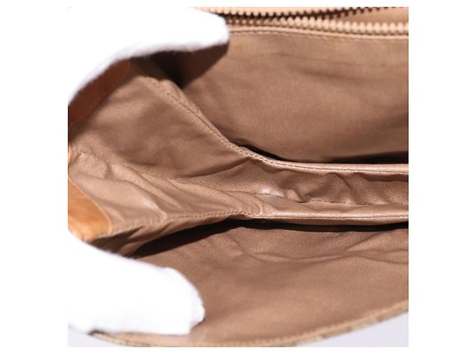 Céline Bolsa de Ombro em Lona Macadam CELINE PVC Bege Ouro Auth 146716 Dourado - vista 19