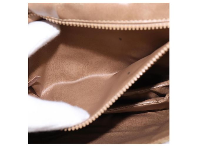 Céline Bolsa de Ombro em Lona Macadam CELINE PVC Bege Ouro Auth 146716 Dourado - vista 20
