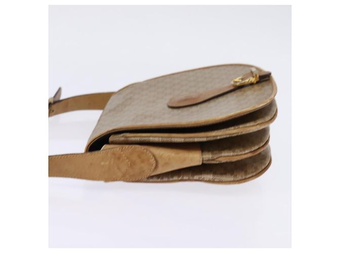 Céline Bolsa de Ombro em Lona Macadam CELINE PVC Bege Ouro Auth 146716 Dourado - vista 4