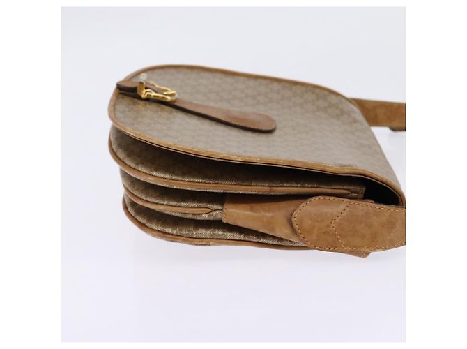 Céline Bolsa de Ombro em Lona Macadam CELINE PVC Bege Ouro Auth 146716 Dourado - vista 5