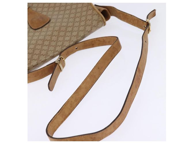Céline Bolsa de Ombro em Lona Macadam CELINE PVC Bege Ouro Auth 146716 Dourado - vista 7