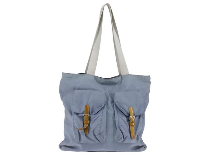 PRADA Tote Bag aus Nylon hellblau silber authentisch 147999 - Ansicht 2