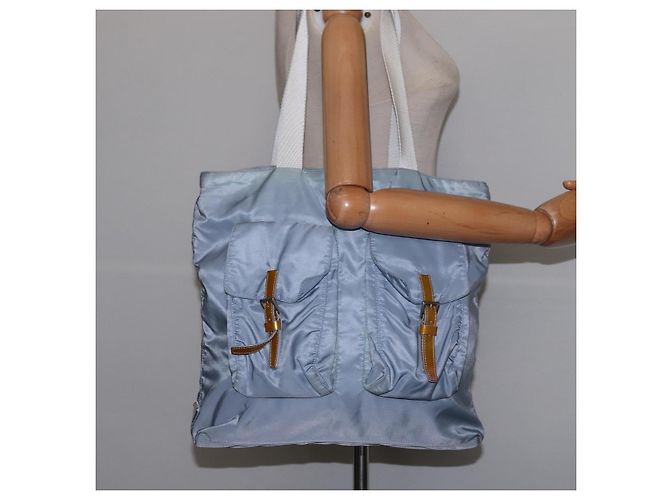 PRADA Tote Bag aus Nylon hellblau silber authentisch 147999 - Ansicht 22