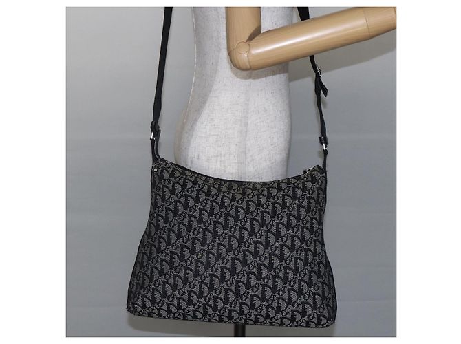 Borsa a Spalla in Tela Trotter Christian Dior Nera Argento Auth bs30270 Nero - vista 21