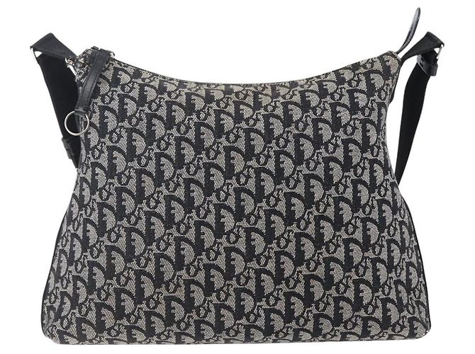 Borsa a Spalla in Tela Trotter Christian Dior Nera Argento Auth bs30270 Nero - vista 3