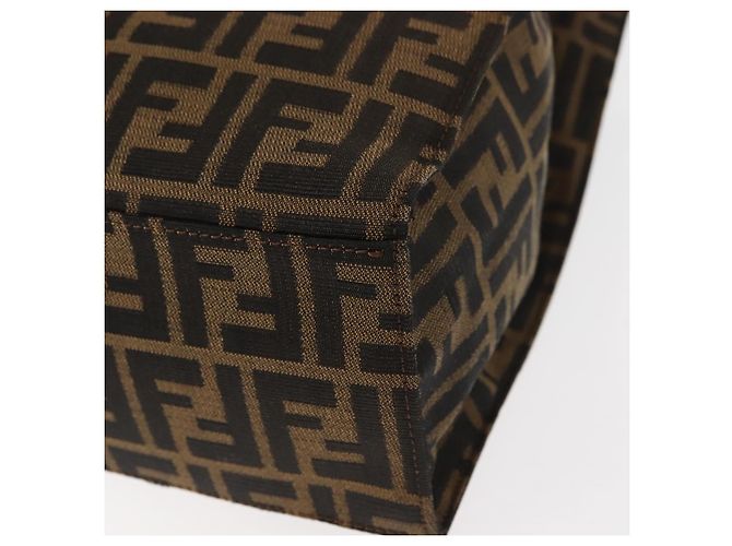 FENDI Borsa Tote Mamma Baguette in Tela Zucca Nera Argento Marrone Auth 145493 Nero - vista 14