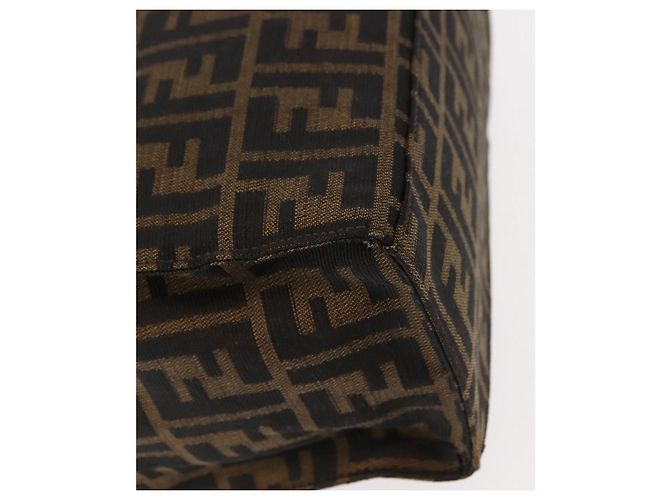 FENDI Borsa Tote Mamma Baguette in Tela Zucca Nera Argento Marrone Auth 145493 Nero - vista 15