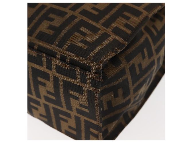 FENDI Borsa Tote Mamma Baguette in Tela Zucca Nera Argento Marrone Auth 145493 Nero - vista 16