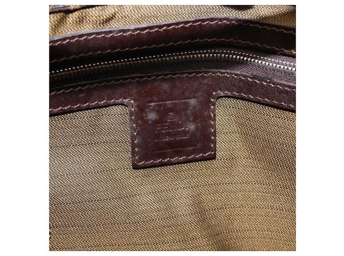 FENDI Borsa Tote Mamma Baguette in Tela Zucca Nera Argento Marrone Auth 145493 Nero - vista 19