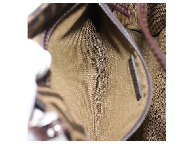 FENDI Borsa Tote Mamma Baguette in Tela Zucca Nera Argento Marrone Auth 145493 Nero - vista 22