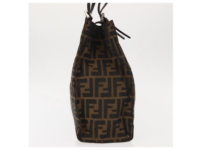 FENDI Borsa Tote Mamma Baguette in Tela Zucca Nera Argento Marrone Auth 145493 Nero - vista 3