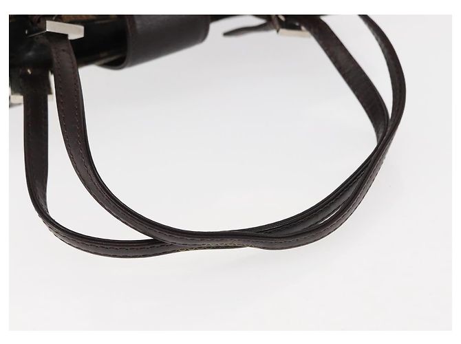 FENDI Borsa Tote Mamma Baguette in Tela Zucca Nera Argento Marrone Auth 145493 Nero - vista 7
