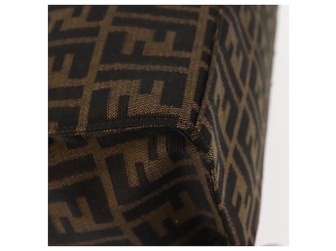FENDI Borsa Tote Mamma Baguette in Tela Zucca Nera Argento Marrone Auth 145493 Nero - vista 9
