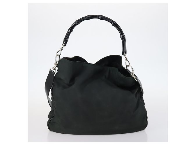Borsa a Spalla GUCCI in Nylon Pelle Smaltata 5Set Nero Marrone Kaki Auth bs29701 Cachi - vista 19