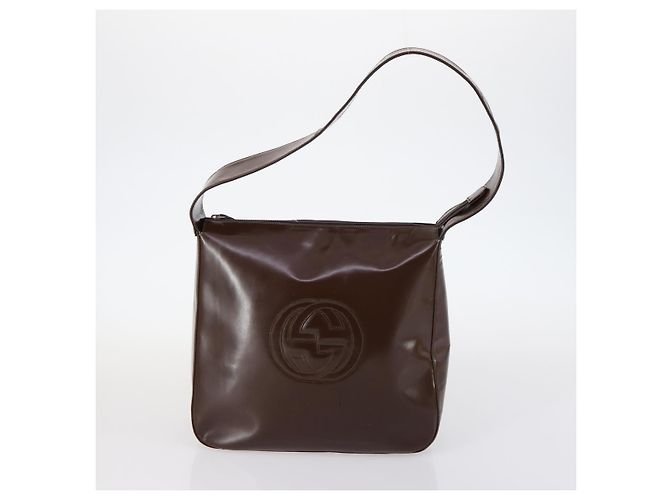Borsa a Spalla GUCCI in Nylon Pelle Smaltata 5Set Nero Marrone Kaki Auth bs29701 Cachi - vista 2