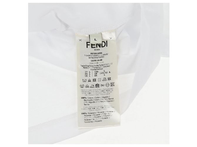 Fendi Camicia a maniche corte in cotone bianca Auth am9149M Bianco - vista 12