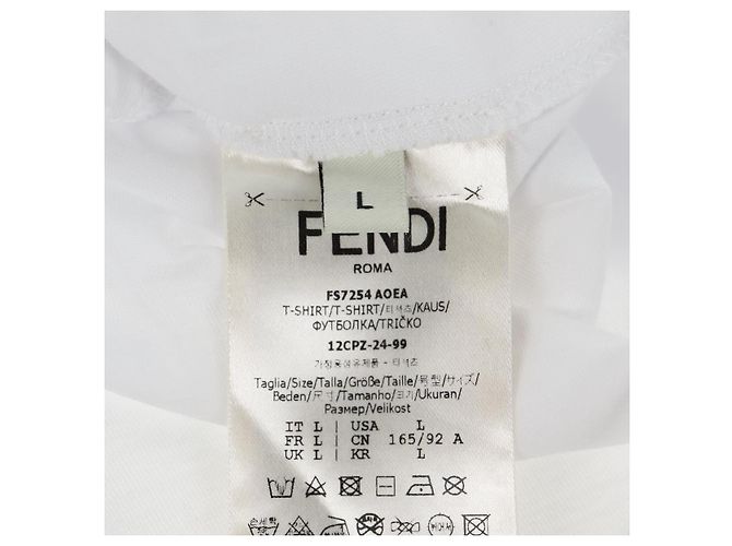 Fendi Camicia a maniche corte in cotone bianca Auth am9149M Bianco - vista 13
