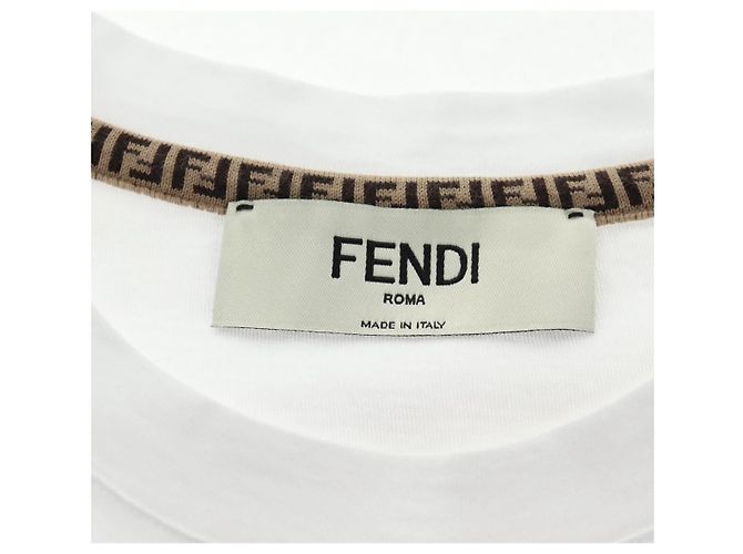 Fendi Camicia a maniche corte in cotone bianca Auth am9149M Bianco - vista 6