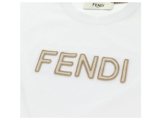 Fendi Camicia a maniche corte in cotone bianca Auth am9149M Bianco - vista 7