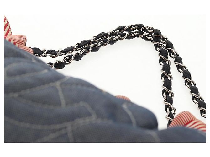 Borsa Tote CHANEL con catena Denim Blu Argento CC Auth 142514V - vista 15