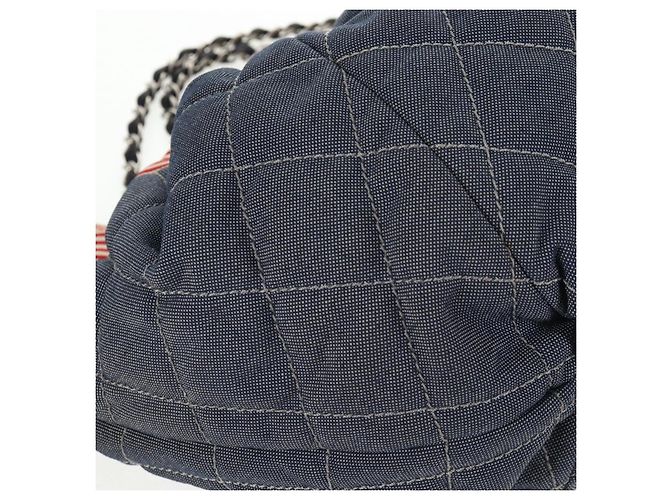 Borsa Tote CHANEL con catena Denim Blu Argento CC Auth 142514V - vista 16