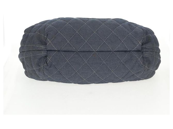Borsa Tote CHANEL con catena Denim Blu Argento CC Auth 142514V - vista 6