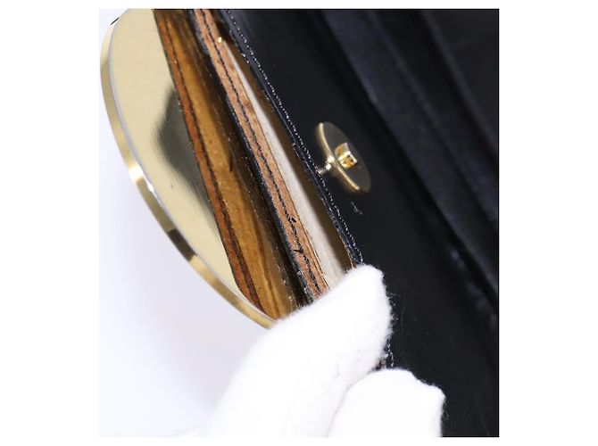 Céline Borsa a Spalla CELINE Circle in Pelle Nera e Oro Auth 145014 Nero D'oro - vista 10
