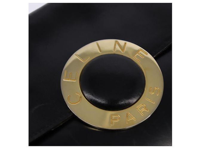 Céline Borsa a Spalla CELINE Circle in Pelle Nera e Oro Auth 145014 Nero D'oro - vista 18