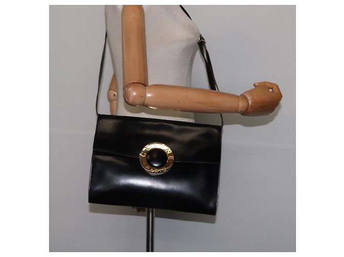 Céline Borsa a Spalla CELINE Circle in Pelle Nera e Oro Auth 145014 Nero D'oro - vista 23