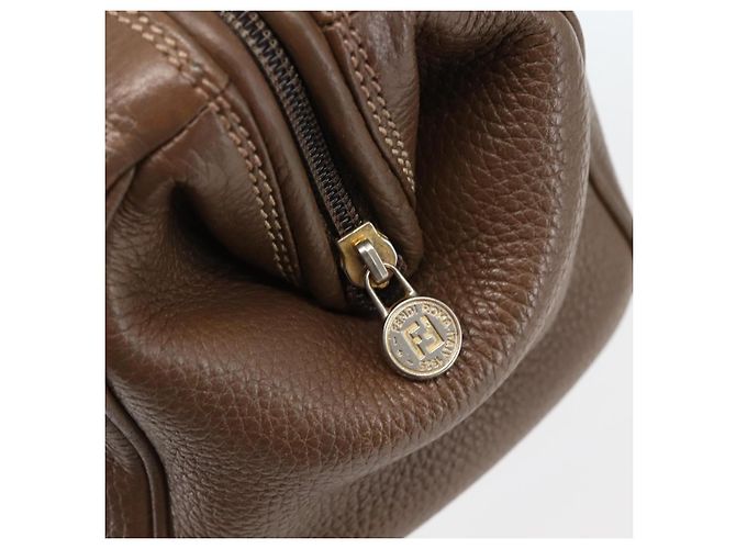 Borsa a mano FENDI in pelle marrone dorato Auth kk558 D'oro - vista 10