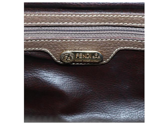 Borsa a mano FENDI in pelle marrone dorato Auth kk558 D'oro - vista 18