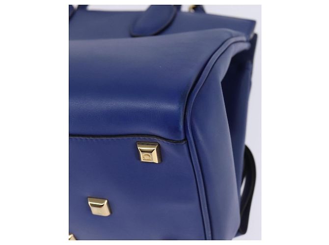 Borsa a mano in pelle Gancini Studio Salvatore Ferragamo 2 in 1 Blu Oro Auth 144870 D'oro - vista 10