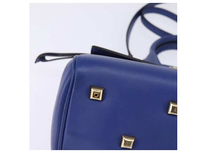 Borsa a mano in pelle Gancini Studio Salvatore Ferragamo 2 in 1 Blu Oro Auth 144870 D'oro - vista 15