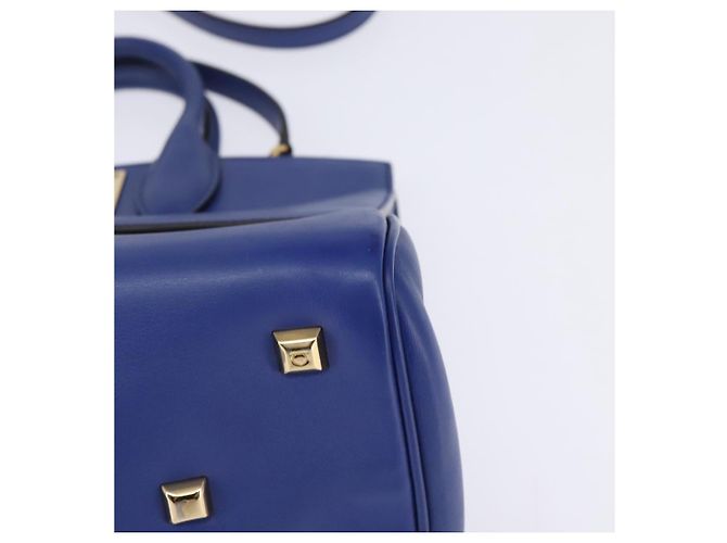 Borsa a mano in pelle Gancini Studio Salvatore Ferragamo 2 in 1 Blu Oro Auth 144870 D'oro - vista 16