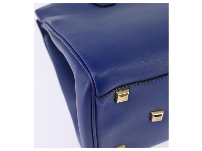 Borsa a mano in pelle Gancini Studio Salvatore Ferragamo 2 in 1 Blu Oro Auth 144870 D'oro - vista 17