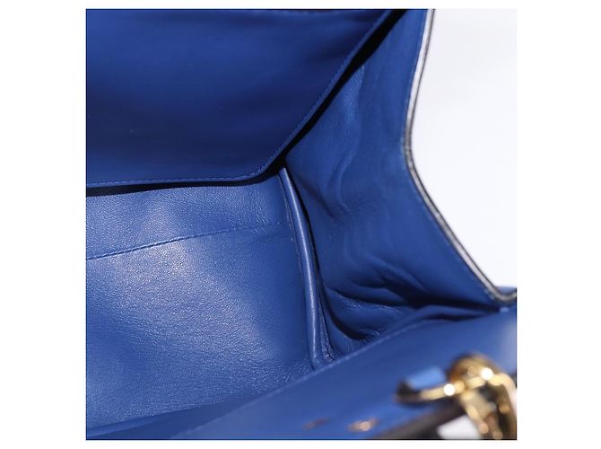 Borsa a mano in pelle Gancini Studio Salvatore Ferragamo 2 in 1 Blu Oro Auth 144870 D'oro - vista 19