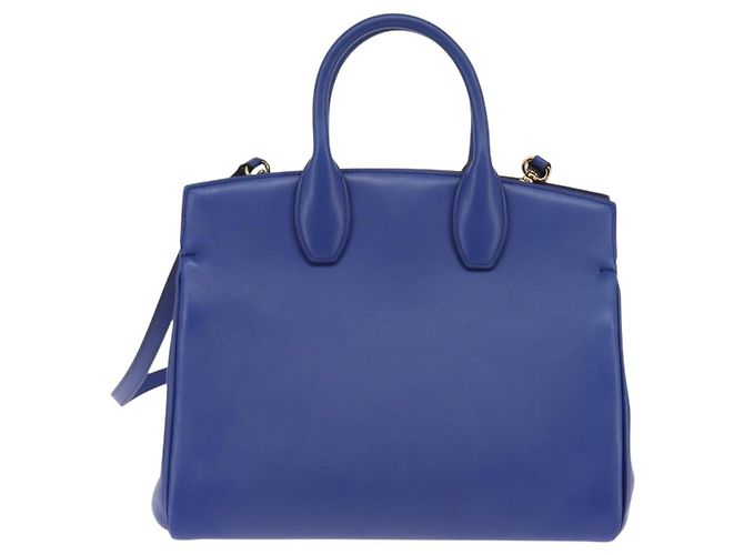 Borsa a mano in pelle Gancini Studio Salvatore Ferragamo 2 in 1 Blu Oro Auth 144870 D'oro - vista 2