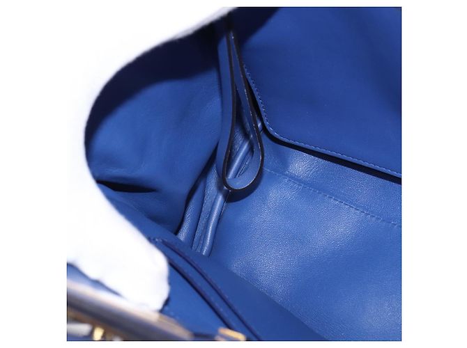 Borsa a mano in pelle Gancini Studio Salvatore Ferragamo 2 in 1 Blu Oro Auth 144870 D'oro - vista 20