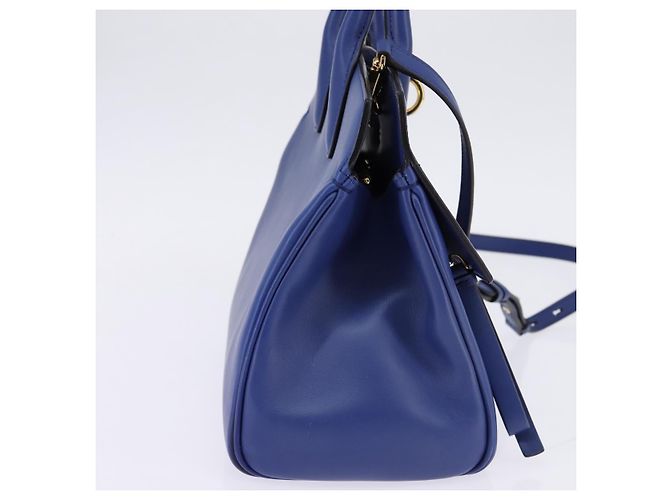 Borsa a mano in pelle Gancini Studio Salvatore Ferragamo 2 in 1 Blu Oro Auth 144870 D'oro - vista 3