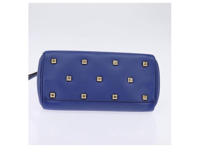 Borsa a mano in pelle Gancini Studio Salvatore Ferragamo 2 in 1 Blu Oro Auth 144870 D'oro - vista 5