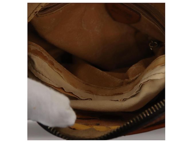 Céline Borsa a Spalla in Tela Macadam CELINE PVC Marrone Oro Auth 148213 D'oro - vista 10